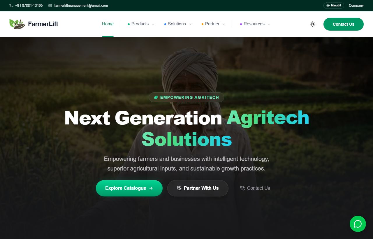FarmerLift desktop homepage preview