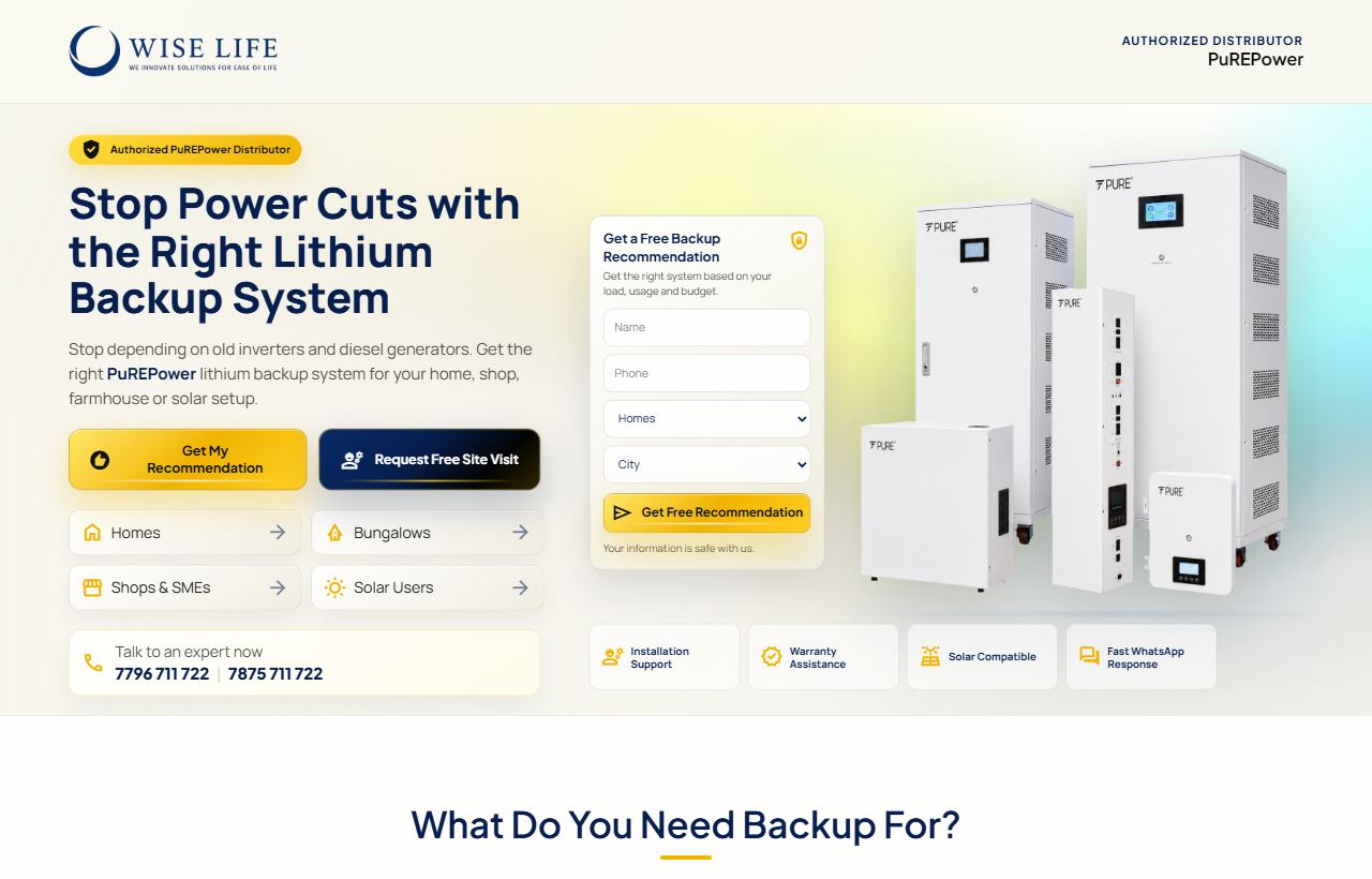 Wise Life desktop homepage preview